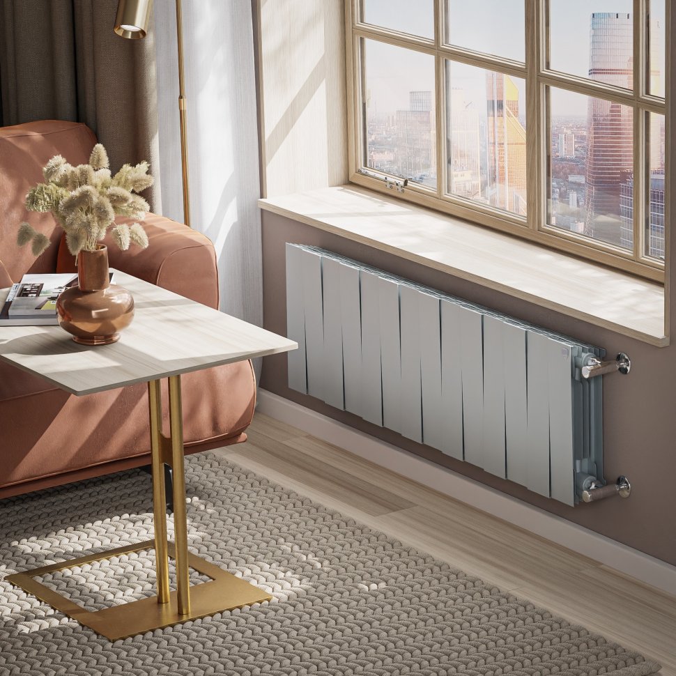 Биметаллический радиатор отопления Royal Thermo PianoForte 300 серебристый VR80 14 секц.