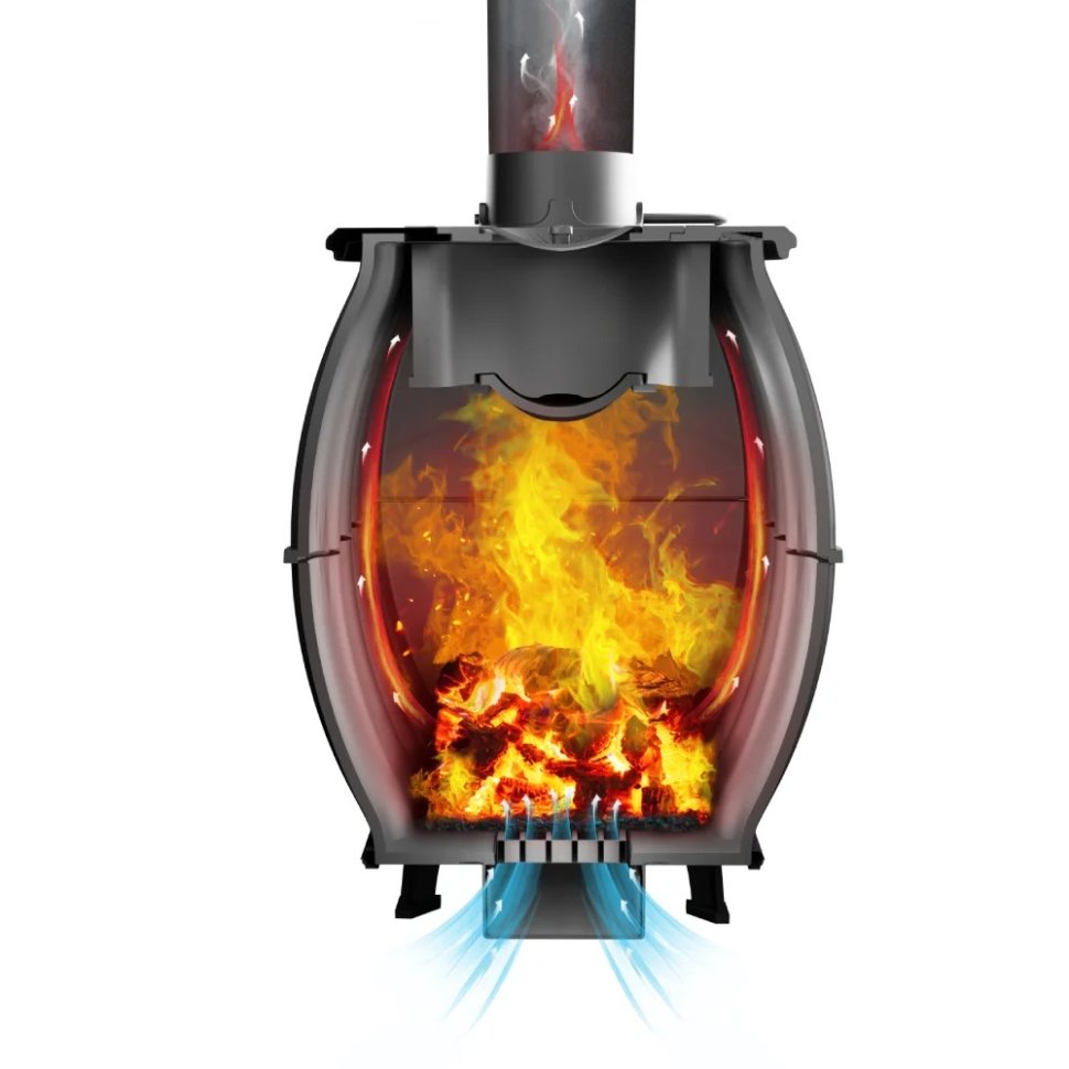 Печь-камин отопительно-варочная PROMetall Бахта серая