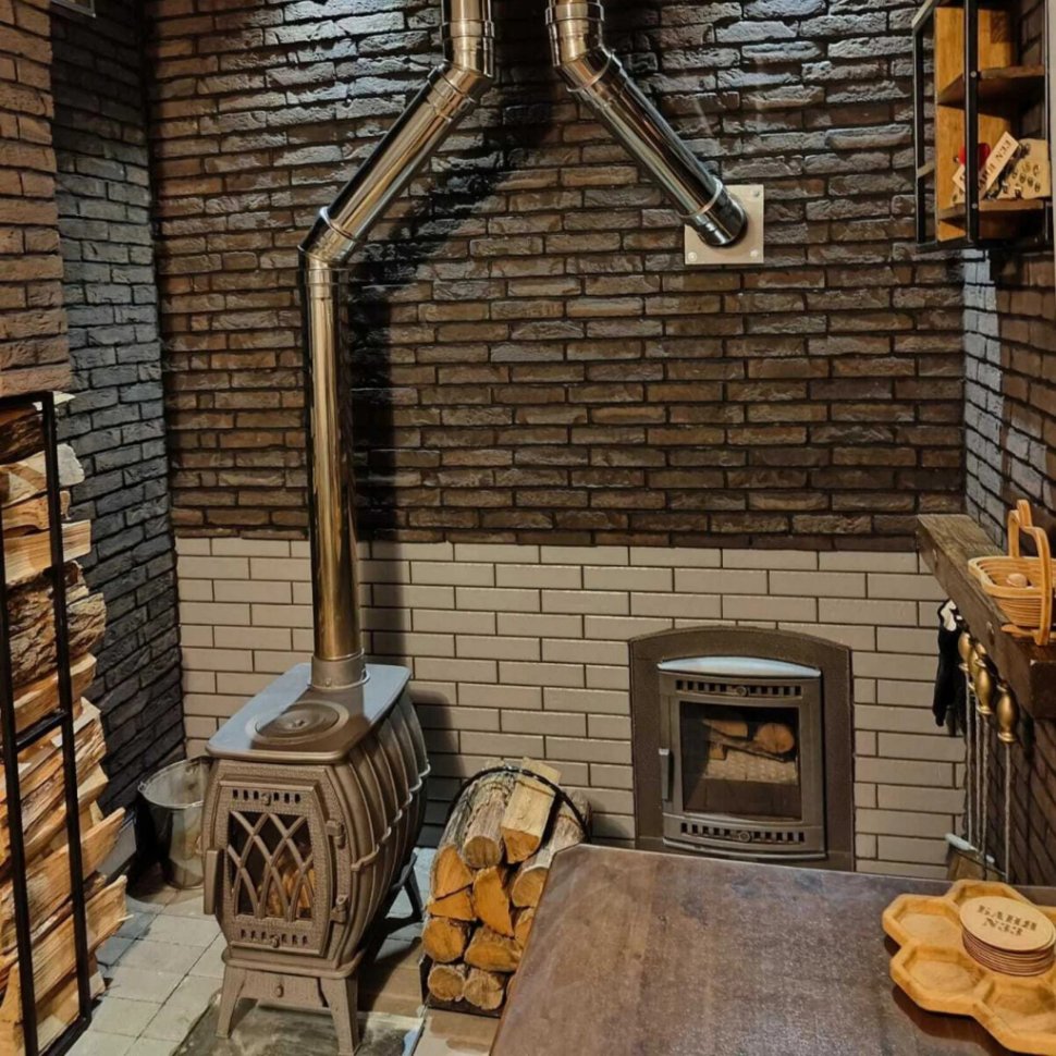 Печь-камин отопительно-варочная PROMetall Бахта серая