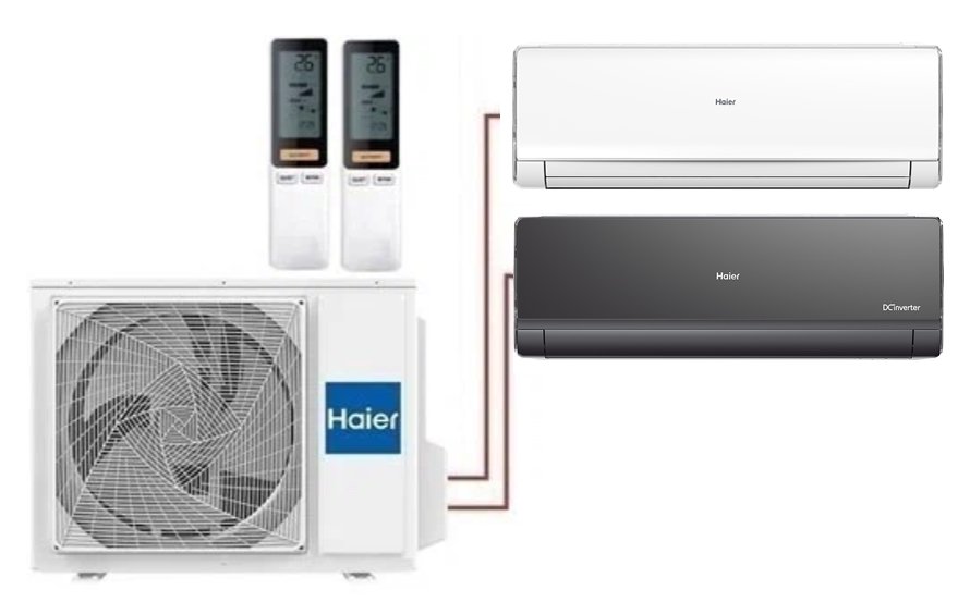 Мульти сплит-система на 2 комнаты 35+35 м2 Haier AS12NS6ERA-W+AS12NS6ERA-B/2U50S2SM1FA-3 Lightera Super Match с Wi-Fi модулем ESP32