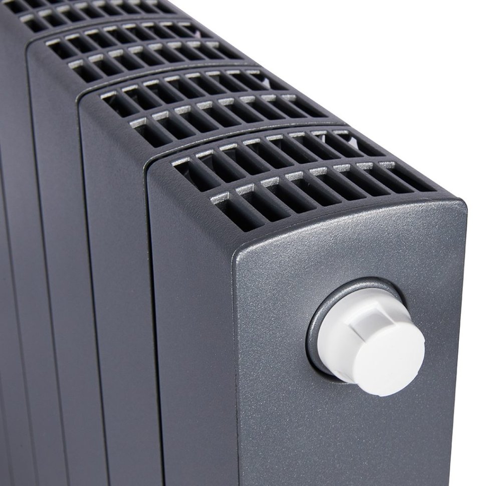 Биметаллический радиатор отопления Rifar Supremo Ventil SVR 350 8 секций нижнее правое подключение титан