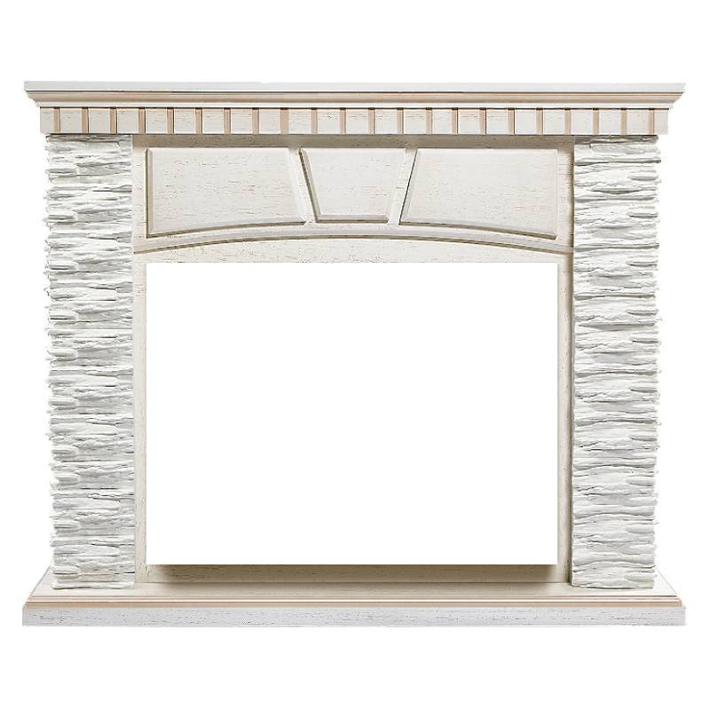 Портал Firelight Porto 30 камень белый/шпон беленый дуб