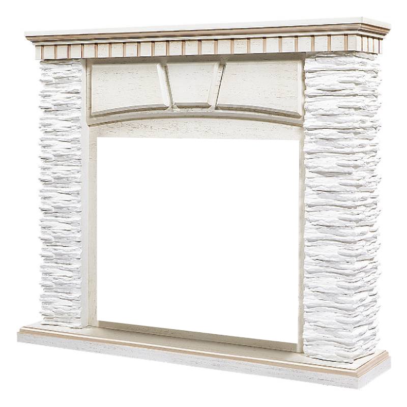 Портал Firelight Porto 30 камень белый/шпон беленый дуб