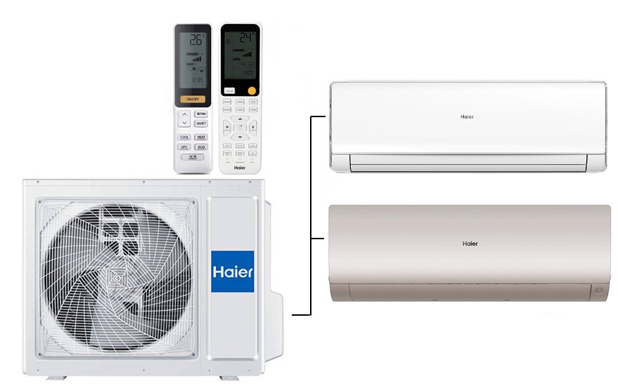 Мульти сплит-система на 2 комнаты 35+35 м2 Haier Lightera AS12NS6ERA-W+Flexis SM AS35S2SF3FA-G/2U40S2SM1FA c Wi-Fi модулем ESP32