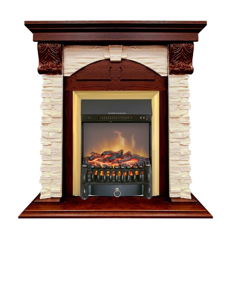 Каминокомплект Royal Flame Dublin (Разборный) с очагом Fobos FX M Brass орех каньон/сланец