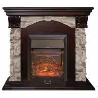 Каминокомплект RealFlame Dublin ROCKSTD/EUG AO с очагом Majestic s Lux Black/Brass