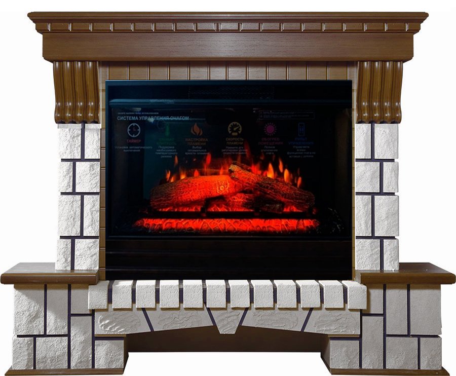 Каминокомплект Interflame Экстер средний дуб с очагом Panoramic 25-30 LED FX 3D