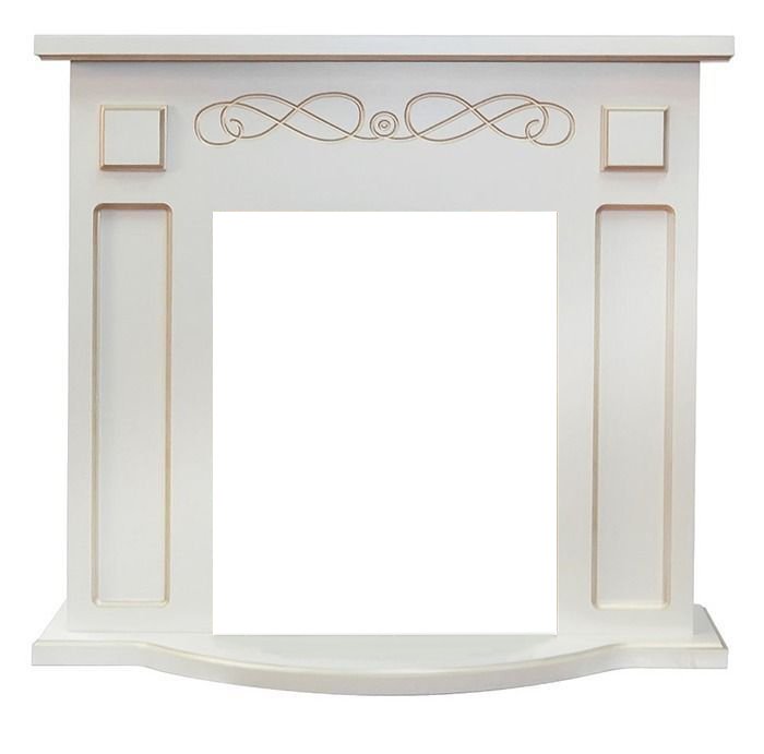 Портал Interflame Аспен белый с золотой патиной под классический очаг