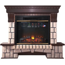 Каминокомплект Interflame Экстер темный дуб с очагом Sirius 30 LED FX Brass