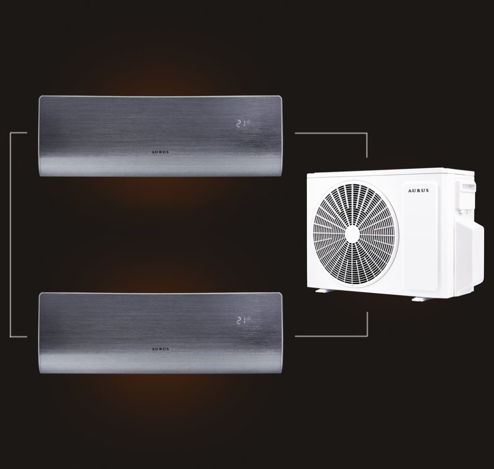 Мульти сплит-система на 2 комнаты 35+25 м2 AURUS ADI/in-12HN8/BLACK+ADI/in-09HN8/BLACK/ADMI/out-24H3N8 D Series