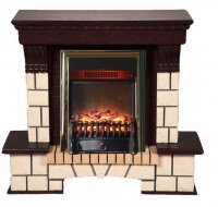 Каминокомплект Interflame Экстер темный дуб с очагом Fobos FX M Brass